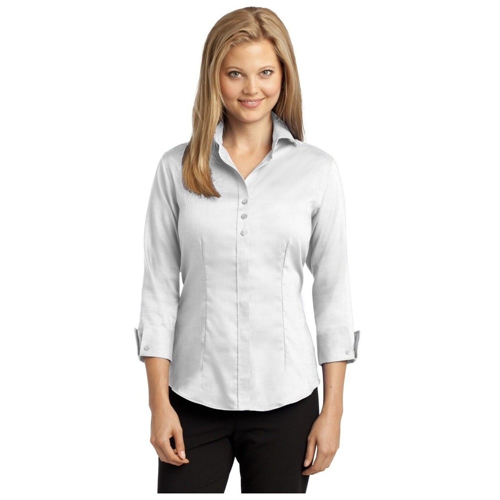 Red House   Ladies 3/4-Sleeve Nailhead Non-Iron Shirt Rh69 White 4XL